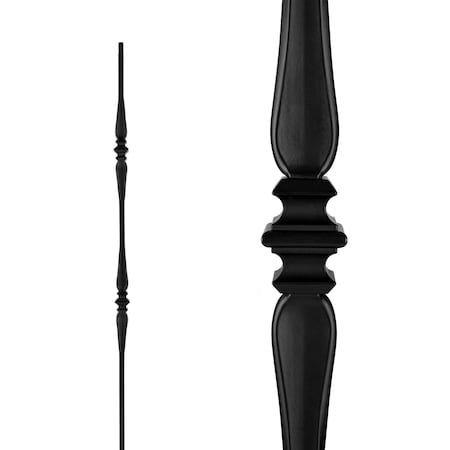 Nuvo Iron in Square x 44in Long Black Steel Interior Balusters - Double Collar and Spoon, 12PK SQI2CS-12MP